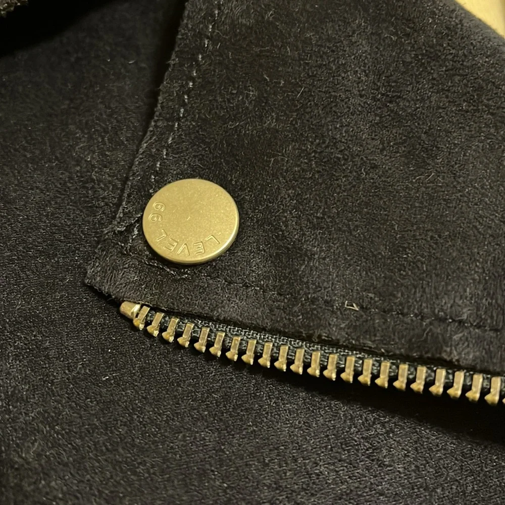 Level 99 Tabitha Vegan Suede Moto Jacket Navy Size Small - Picture 5 of 9